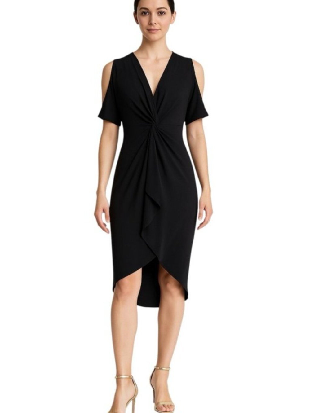 CATHERINE MALANDRINO Navy Blue Cutout Midi Cocktail Dress 6 - Picture 7 of 12